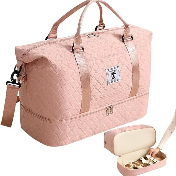 Travel Duffle Bag with Shoe Compartment, Large Weekender Tote for Women,Carry on - Picture 1 of 6